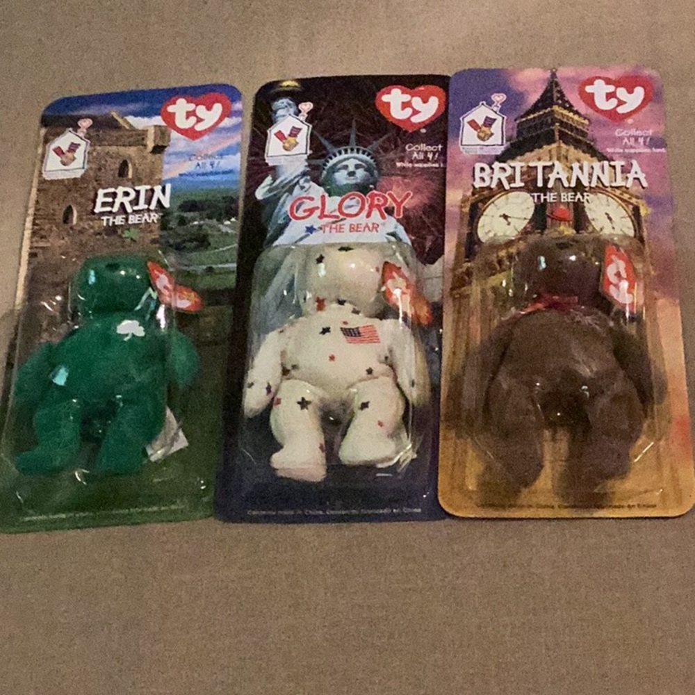 Ty Beanie Babies Erin, Glory, and Britannia Bears Set